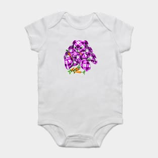 Purple Argyle Bunny Rabbit Baby Bodysuit